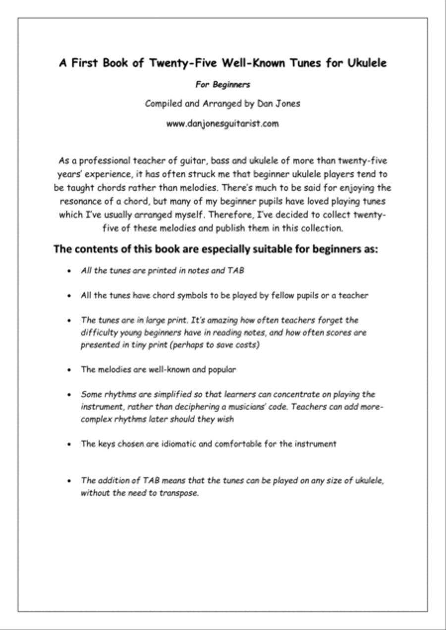 A First Book of Twenty-Five Well-Known Tunes for Ukulele, for Beginners Ukulele scores gallery preview page 2