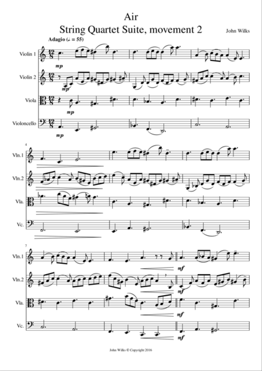 Air - String Quartet (Mov #2 of String Suite) String Quartet scores gallery preview page 1