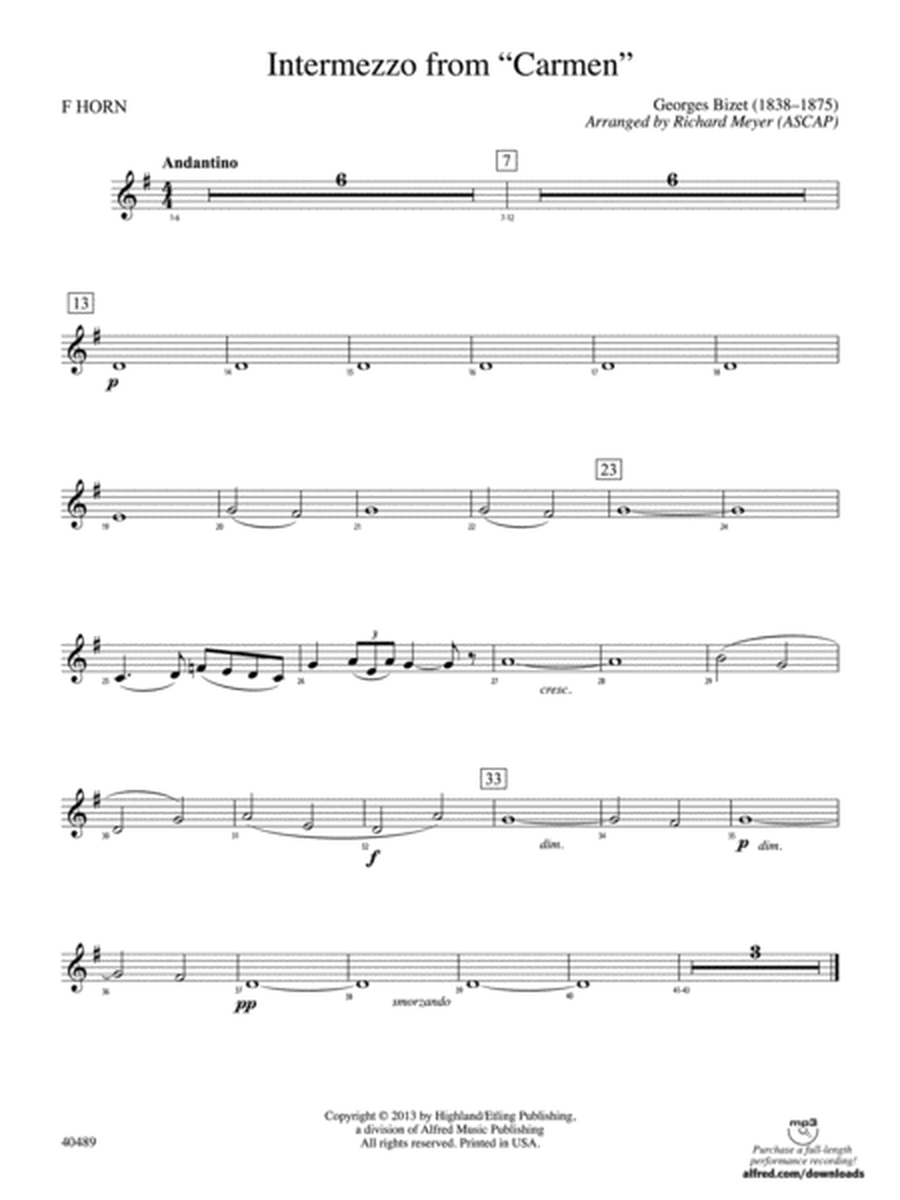 Intermezzo from Carmen: 1st F Horn