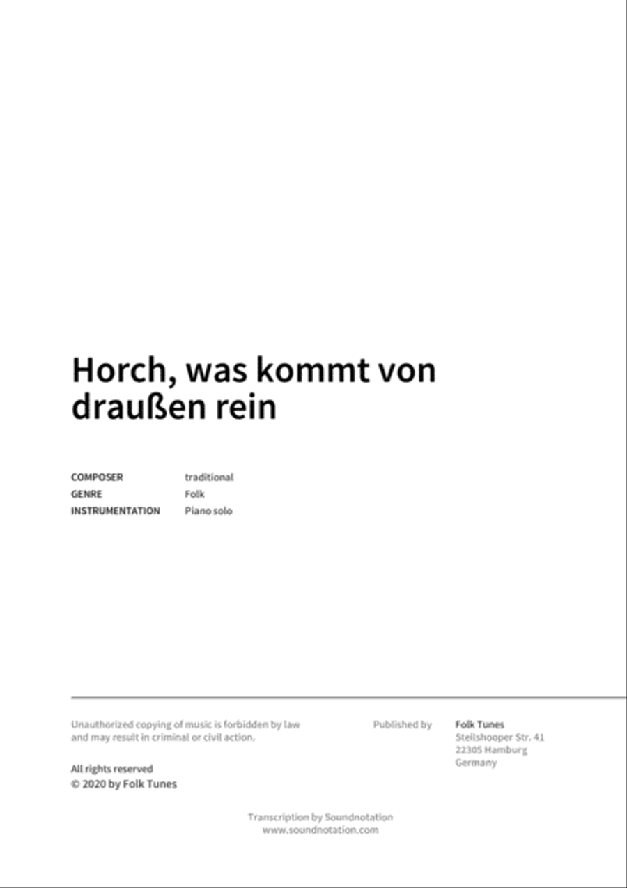 Horch, was kommt von draussen rein Piano scores gallery preview page 2