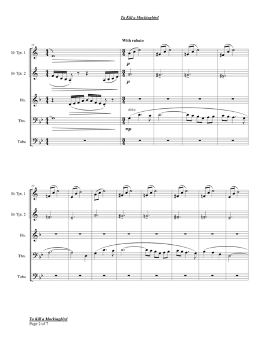 To Kill A Mockingbird - Main Title Chamber Music scores gallery preview page 2