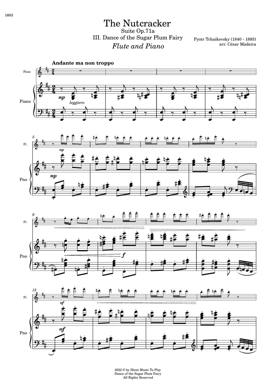 Dance of the Sugar Plum Fairy - Flute and Piano (Full Score) Flute scores gallery preview page 2