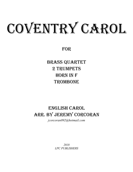 Coventry Carol for Brass Quartet image number null