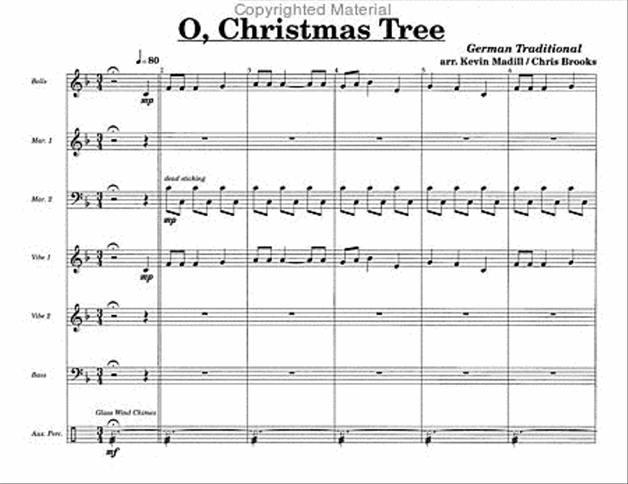 O' Christmas Tree Percussion Ensemble scores gallery preview page 2