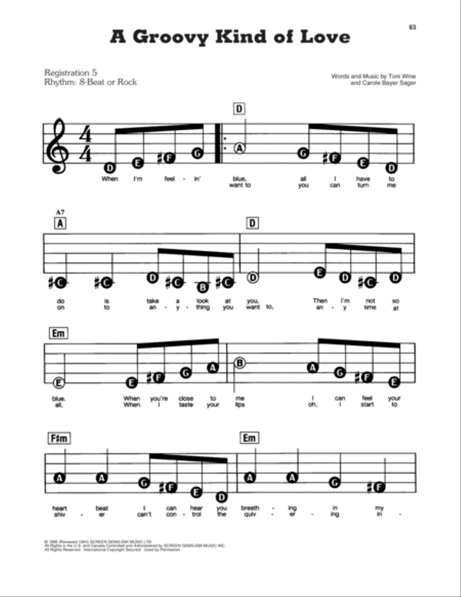 A Groovy Kind Of Love Electronic Keyboard scores gallery preview page 1