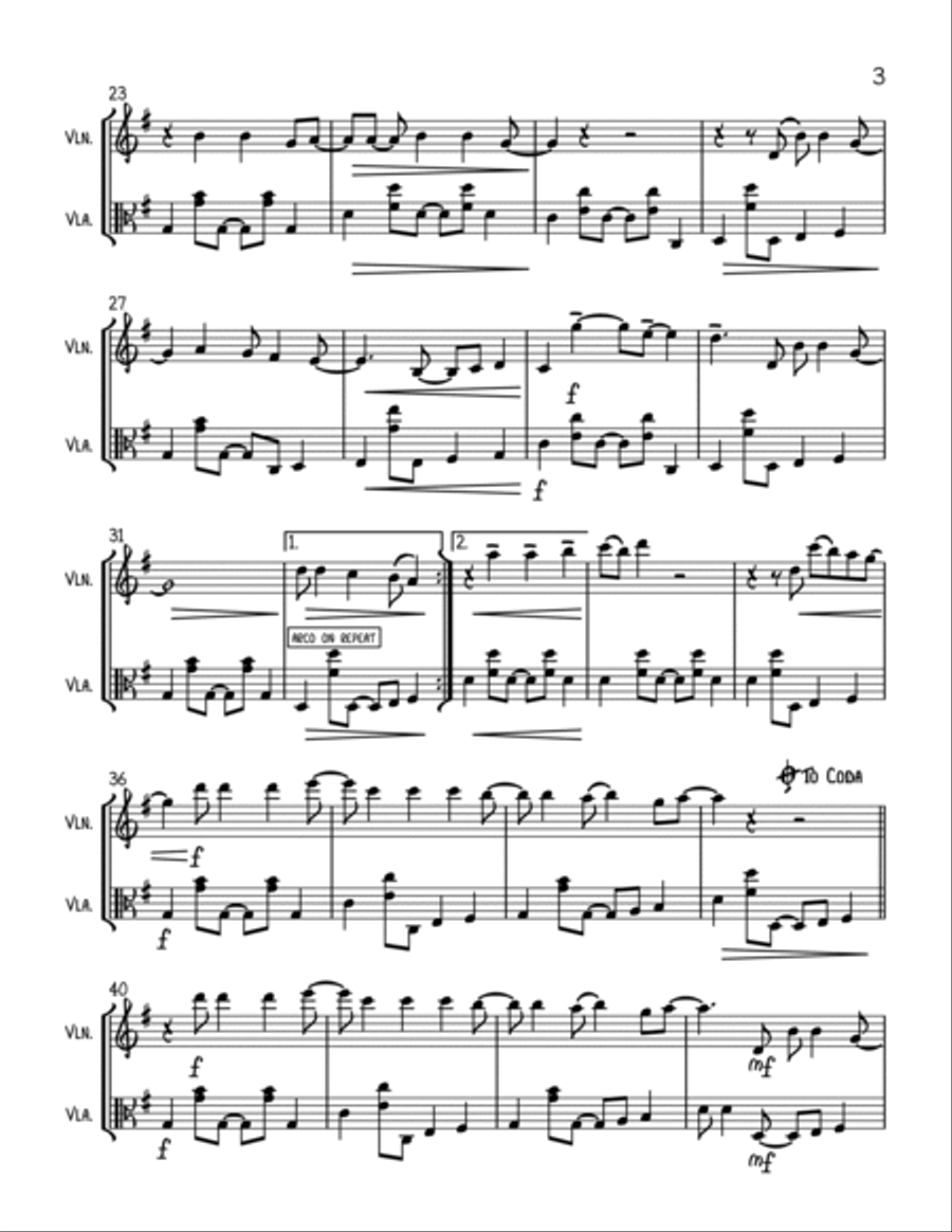 Brown Eyed Girl String Duet scores gallery preview page 3