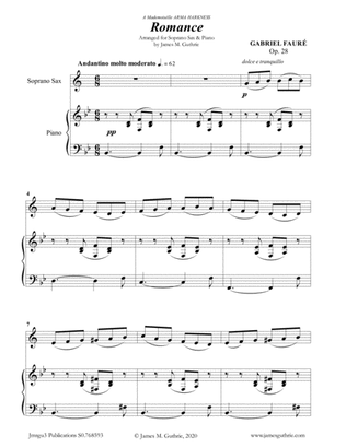 Fauré: Romance Op. 28 for Soprano Sax & Piano