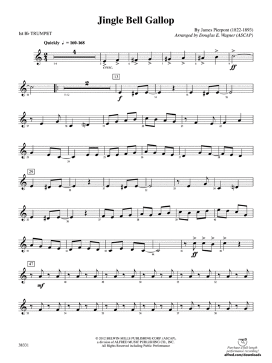 Jingle Bell Gallop: 1st B-flat Trumpet Concert Band scores gallery preview page 1