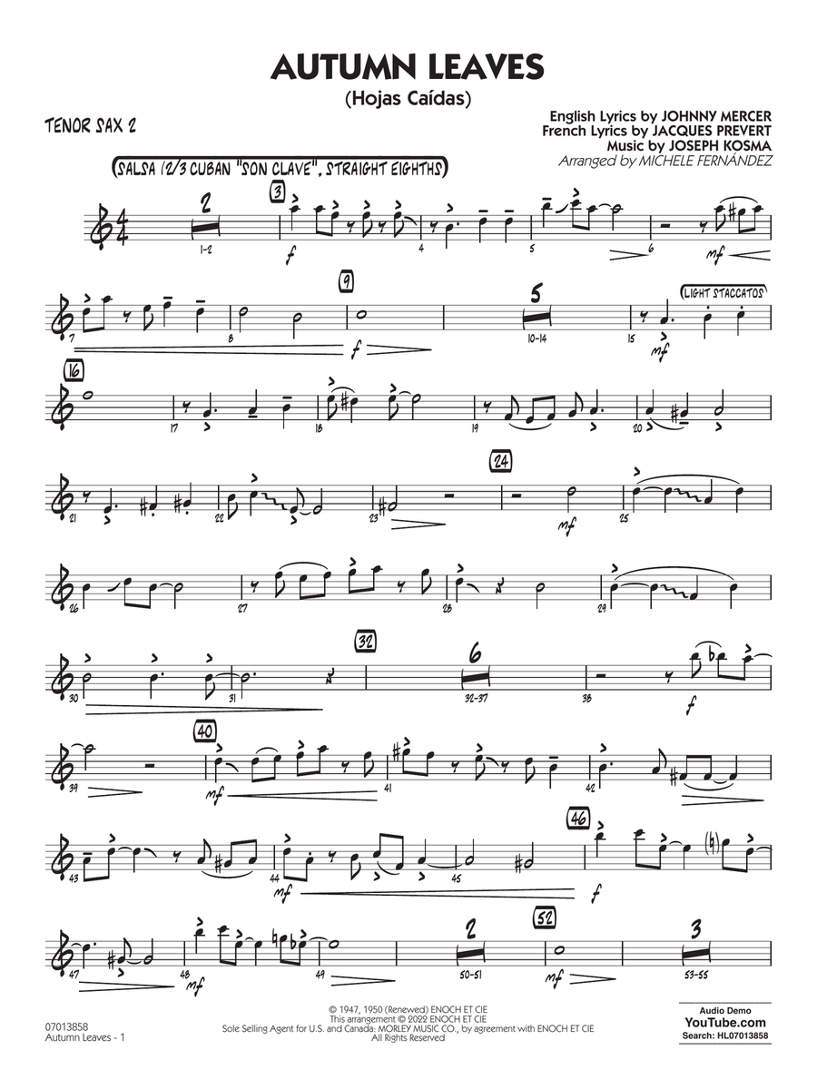 Autumn Leaves (Hojas Caídas) (arr. Michele Fernández) - Tenor Sax 2