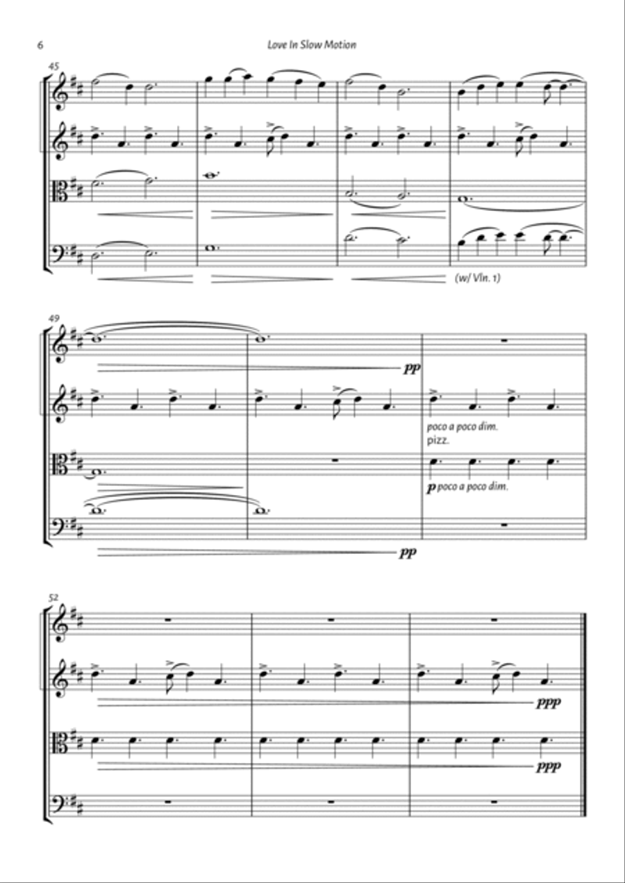 Love In Slow Motion String Quartet scores gallery preview page 6