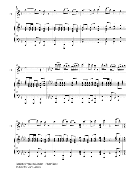 PATRIOTIC FREEDOM MEDLEY (Duet – Flute and Piano/Score and Parts) image number null
