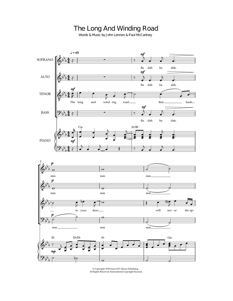 The Long And Winding Road (arr. Simon Foxley) 4-Part scores gallery preview page 1