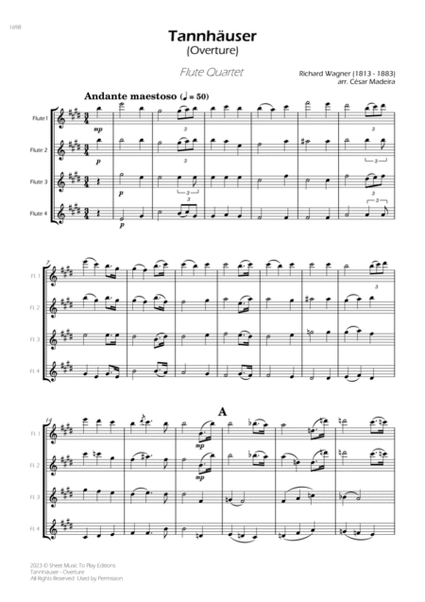 Tannhäuser (Overture) - Flute Quartet (Full Score and Parts) image number null