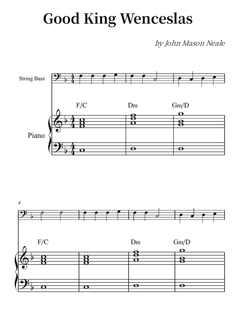 Good King Wenceslas Double Bass scores gallery preview page 1