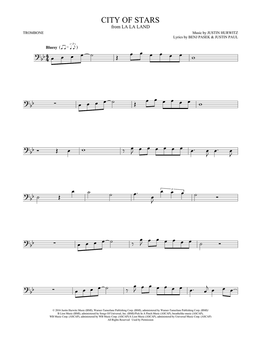 City Of Stars (from La La Land) Trombone Solo scores gallery preview page 1