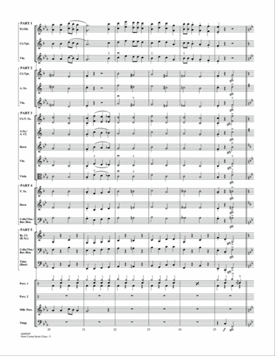 Here Comes Santa Claus (Right Down Santa Claus Lane) - Conductor Score (Full Score) Concert Band scores gallery preview page 5