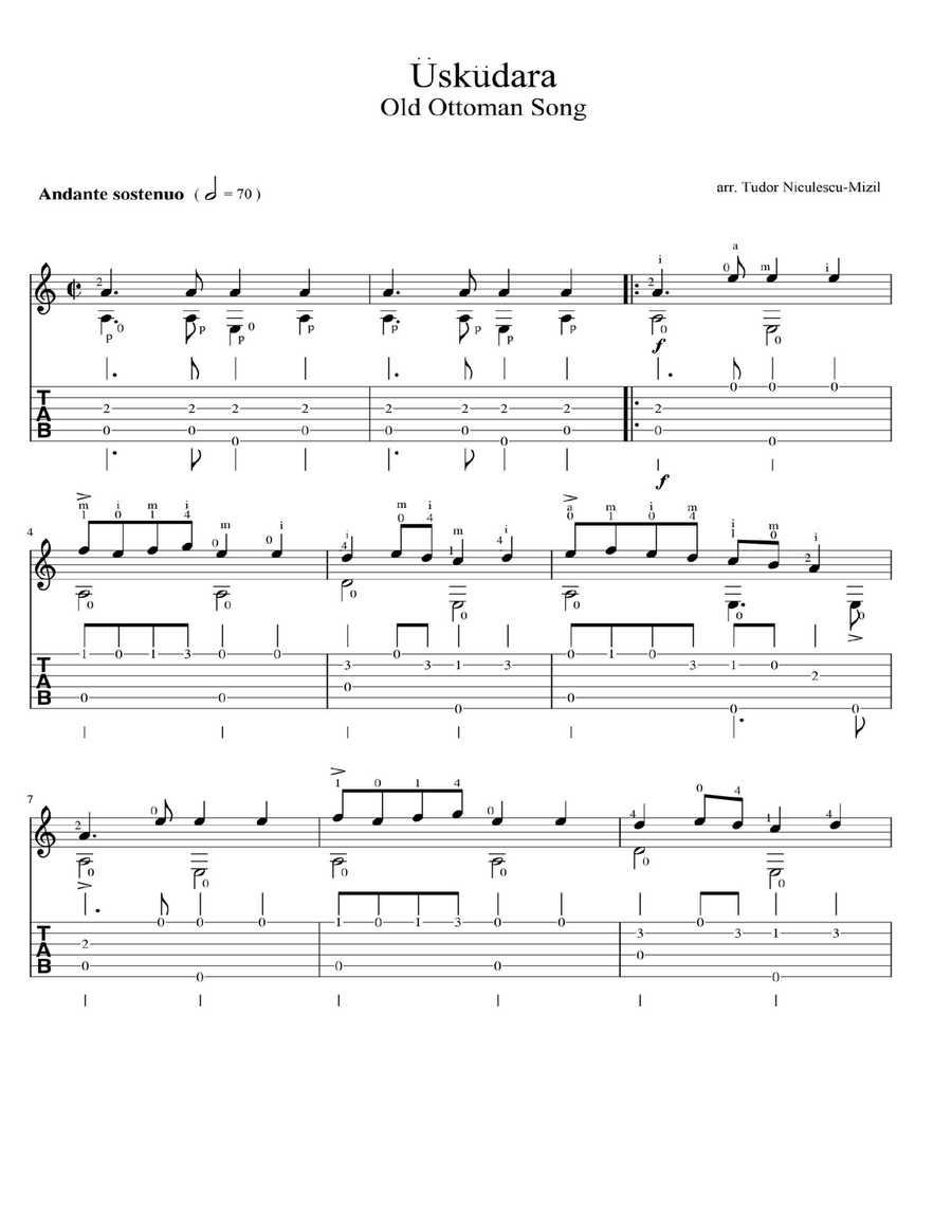 Üsküdara Giderken Acoustic Guitar scores gallery preview page 1