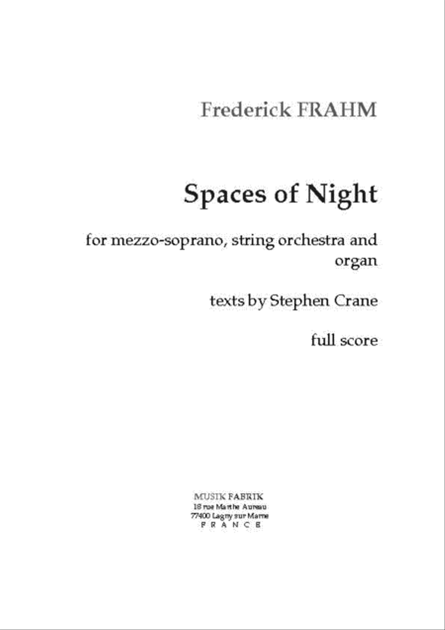 Spaces of Night (eng txt. by Steven Crane) by Frederick Frahm Orchestra - Sheet Music