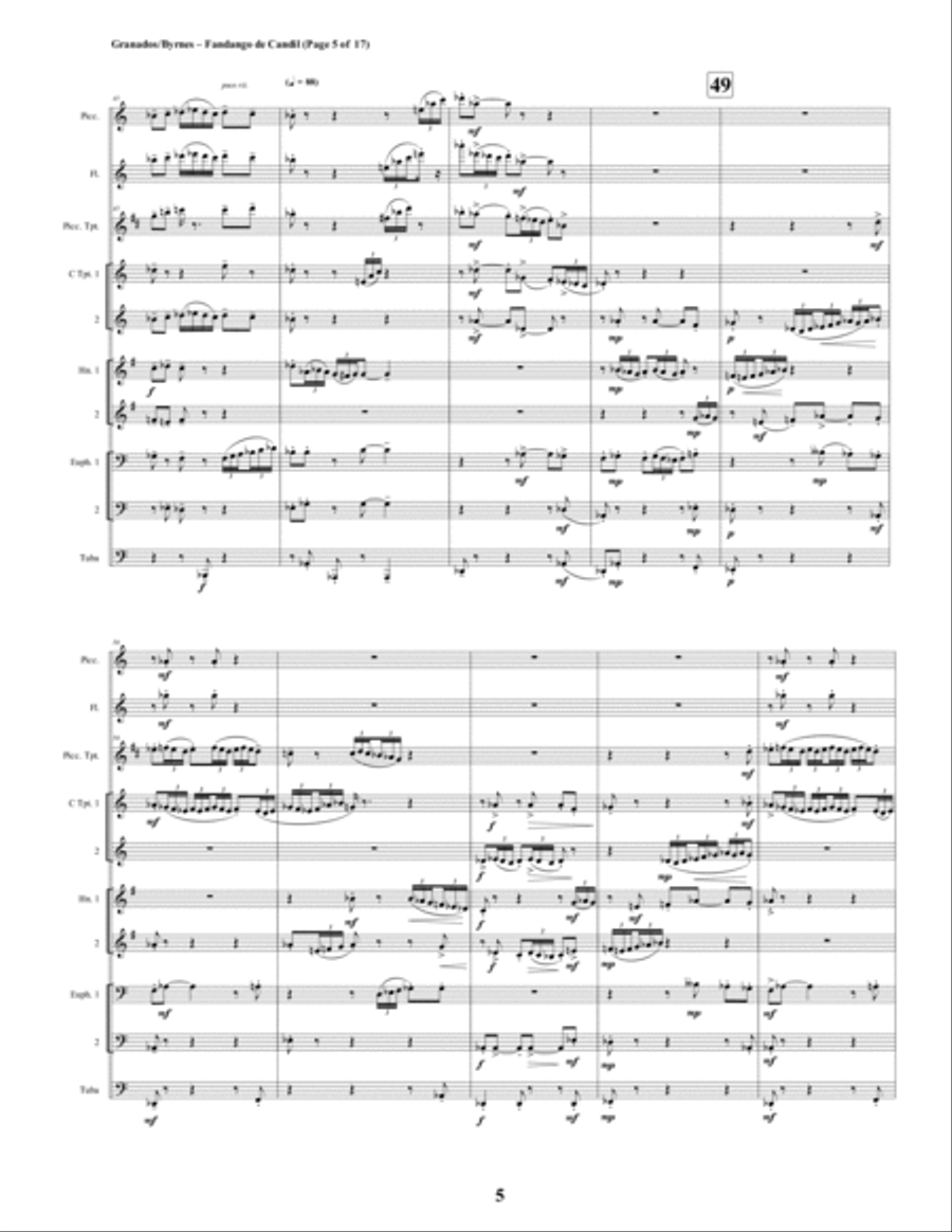 El Fandango de Candil (Fandango by Candlelight) for Brass Octet + Flute, Piccolo Chamber Orchestra scores gallery preview page 5