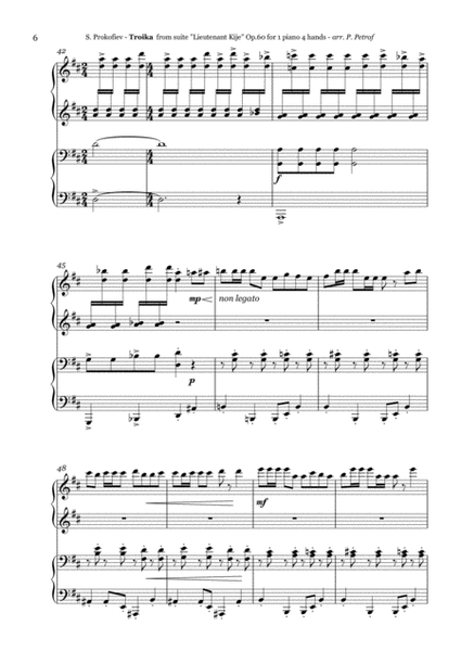 Prokofiev - TROIKA from ''Lieutenant Kije'' Op. 60 - 1 piano 4 hands image number null