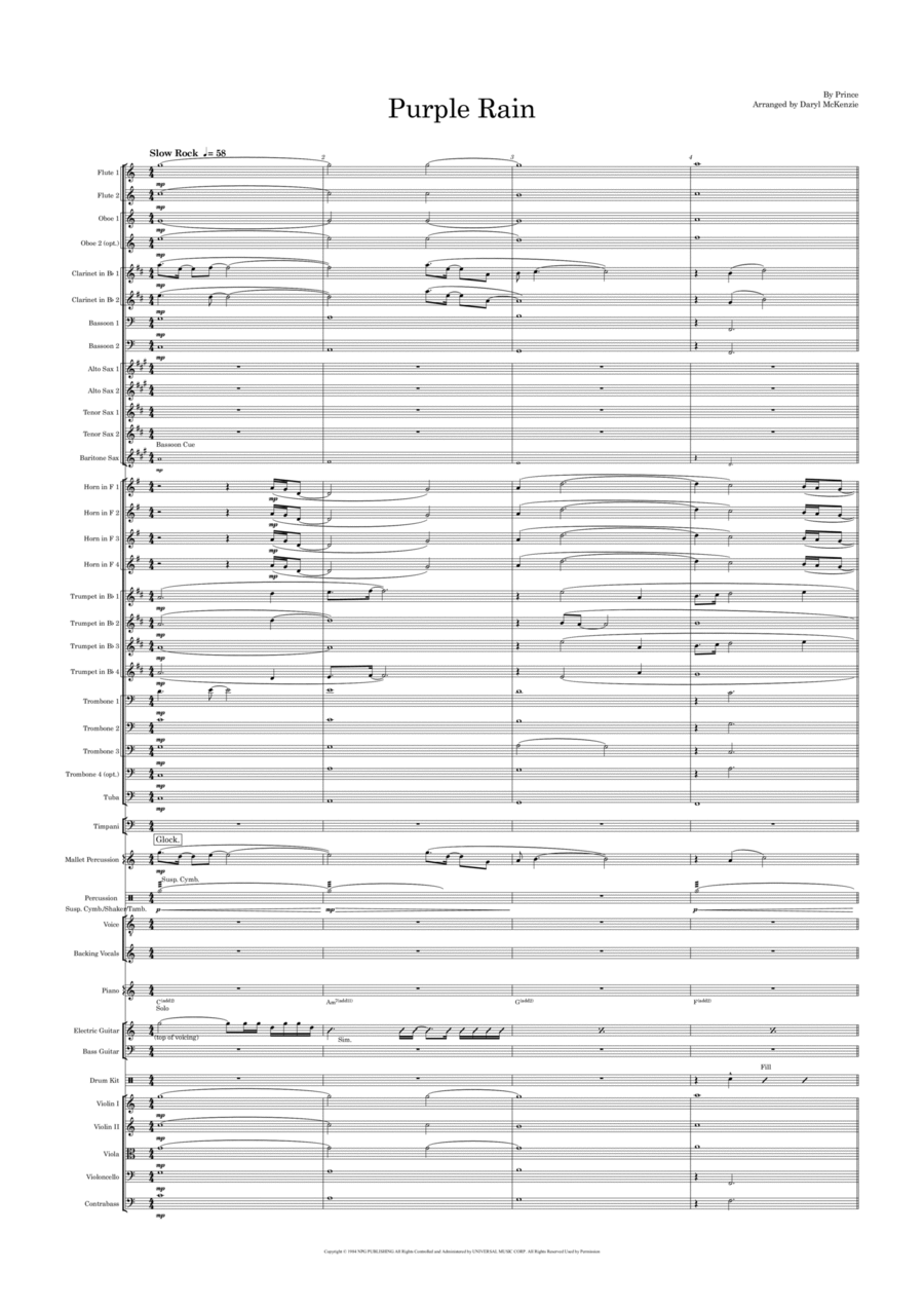 Purple Rain Full Orchestra scores gallery preview page 1