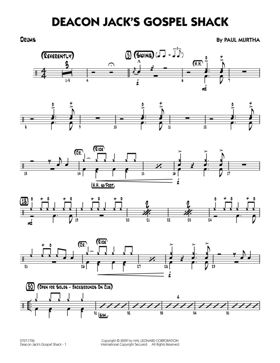 Deacon Jack's Gospel Shack - Drums Drums scores gallery preview page 1