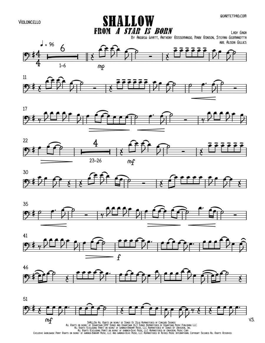 Shallow Cello Solo scores gallery preview page 1