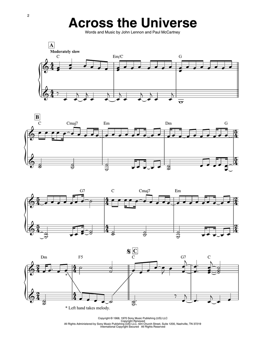 Across The Universe (arr. Maeve Gilchrist) Harp scores gallery preview page 1