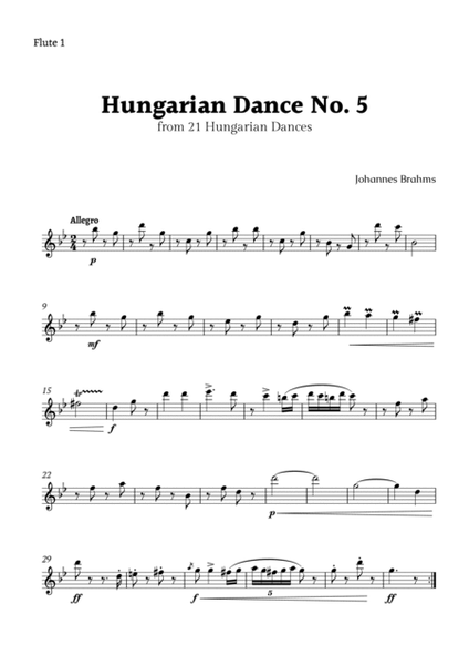 Hungarian Dance No. 5 by Brahms for Flute Trio image number null