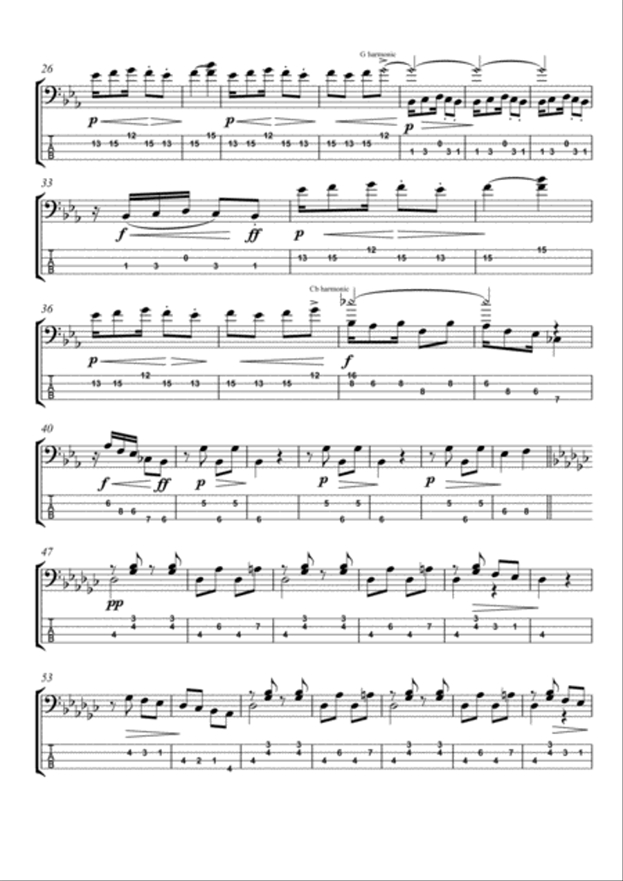 Children's Corner (Movement VI) for solo Bass Guitar Bass Guitar scores gallery preview page 6