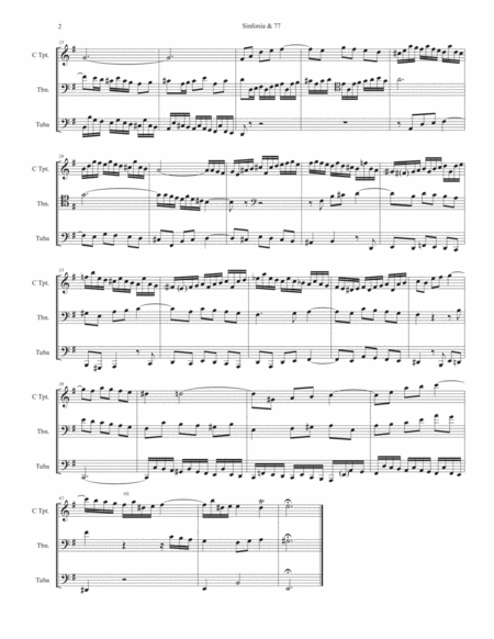 Sinfonia 7, J. S. Bach, adapted for C trumpet, Trombone, and Tuba image number null