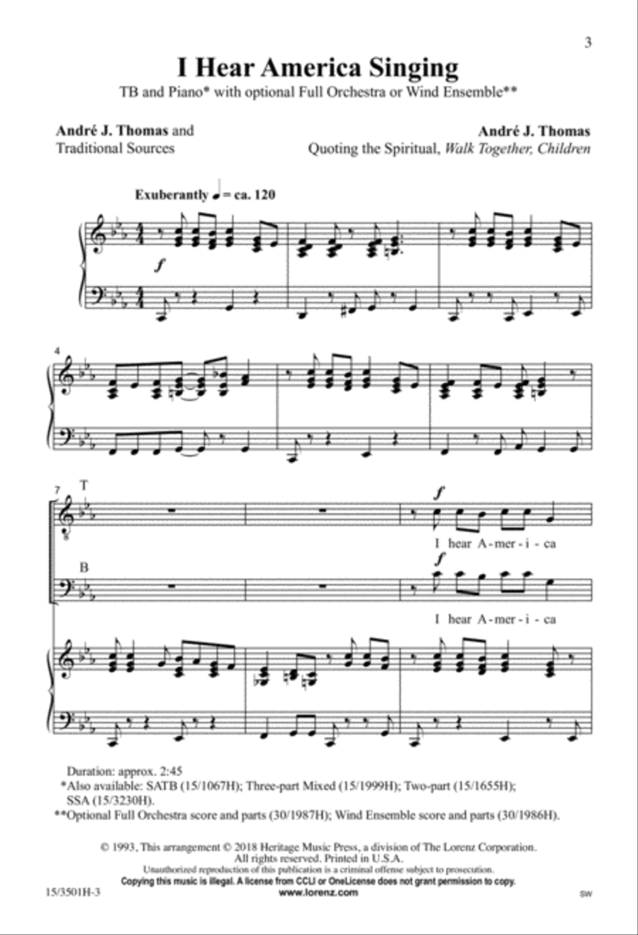 I Hear America Singing TB scores gallery preview page 2