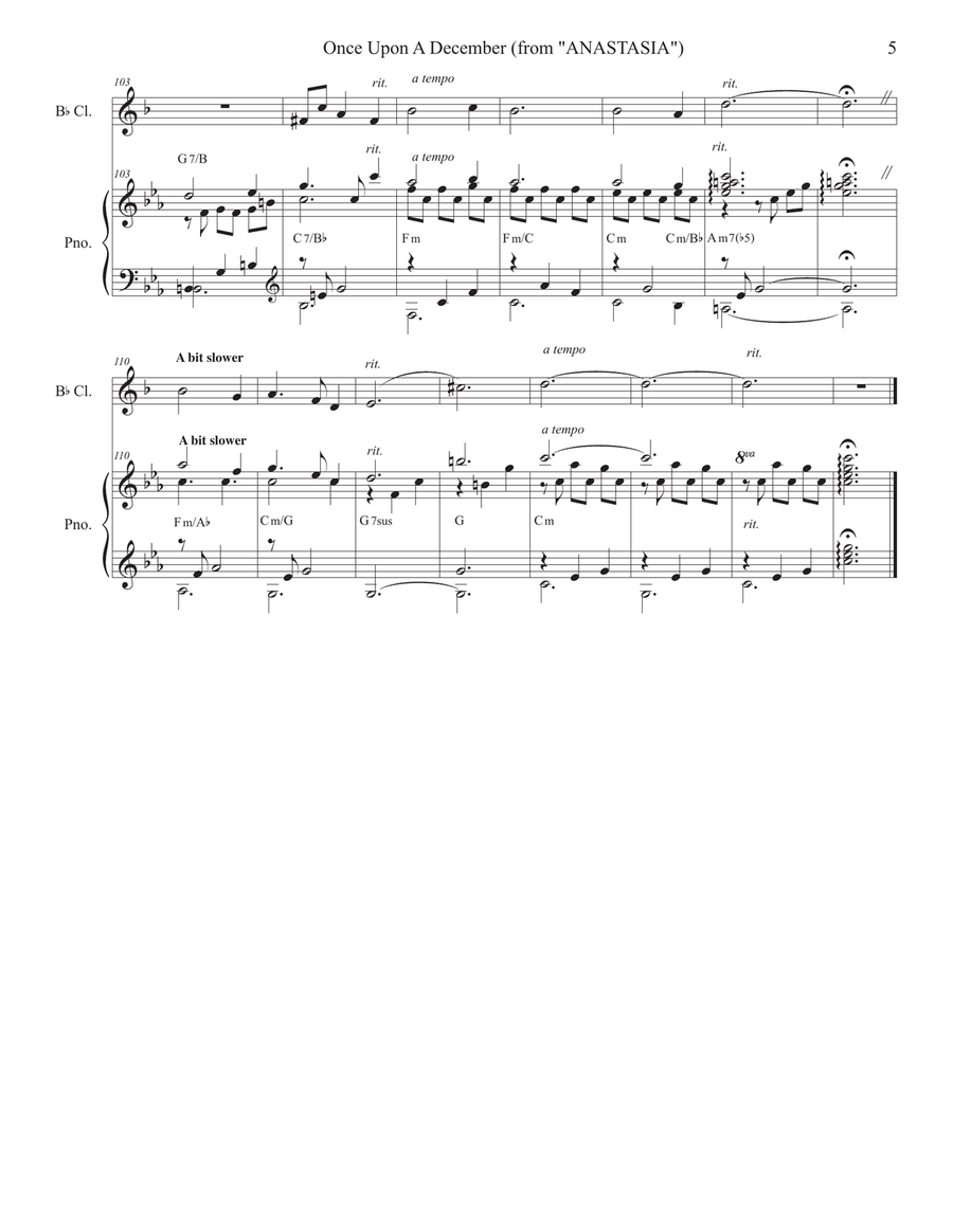 Once Upon A December Clarinet Solo scores gallery preview page 5