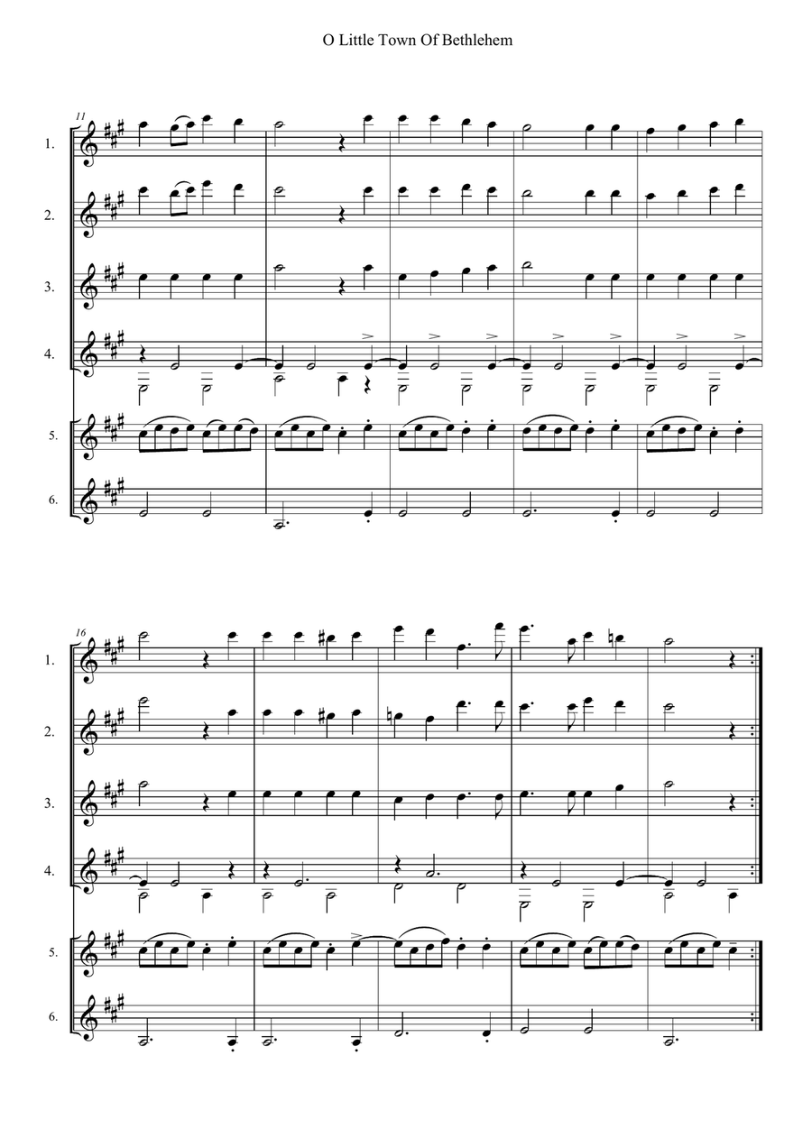O Little Town Of Bethlehem Guitar Ensemble scores gallery preview page 2
