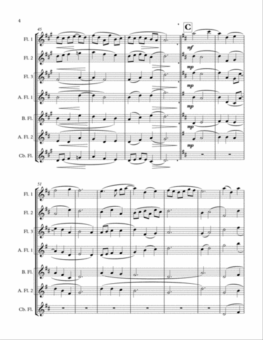 A Prayer - for Flute Ensemble Woodwind Ensemble scores gallery preview page 4