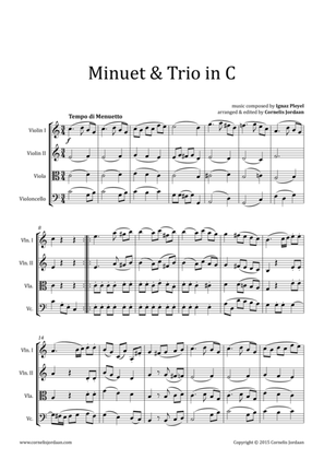Book cover for PLEYEL : Easy Minuet & Trio for string quartet