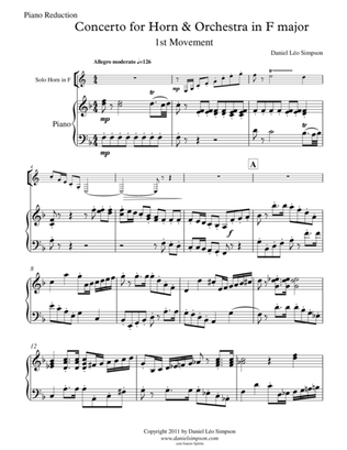 Horn Concerto in F major - 1st mvt. 'Allegro moderato' (Piano Reduction & Solo part)