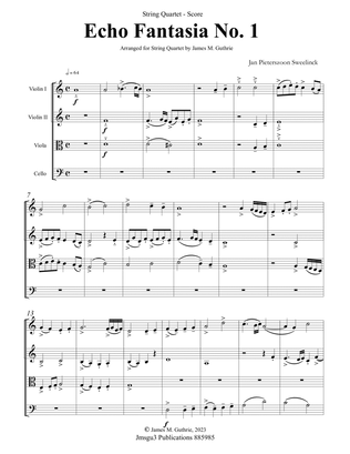 Sweelinck: Six Echo Fantasias Complete for String Quartet - Score Only