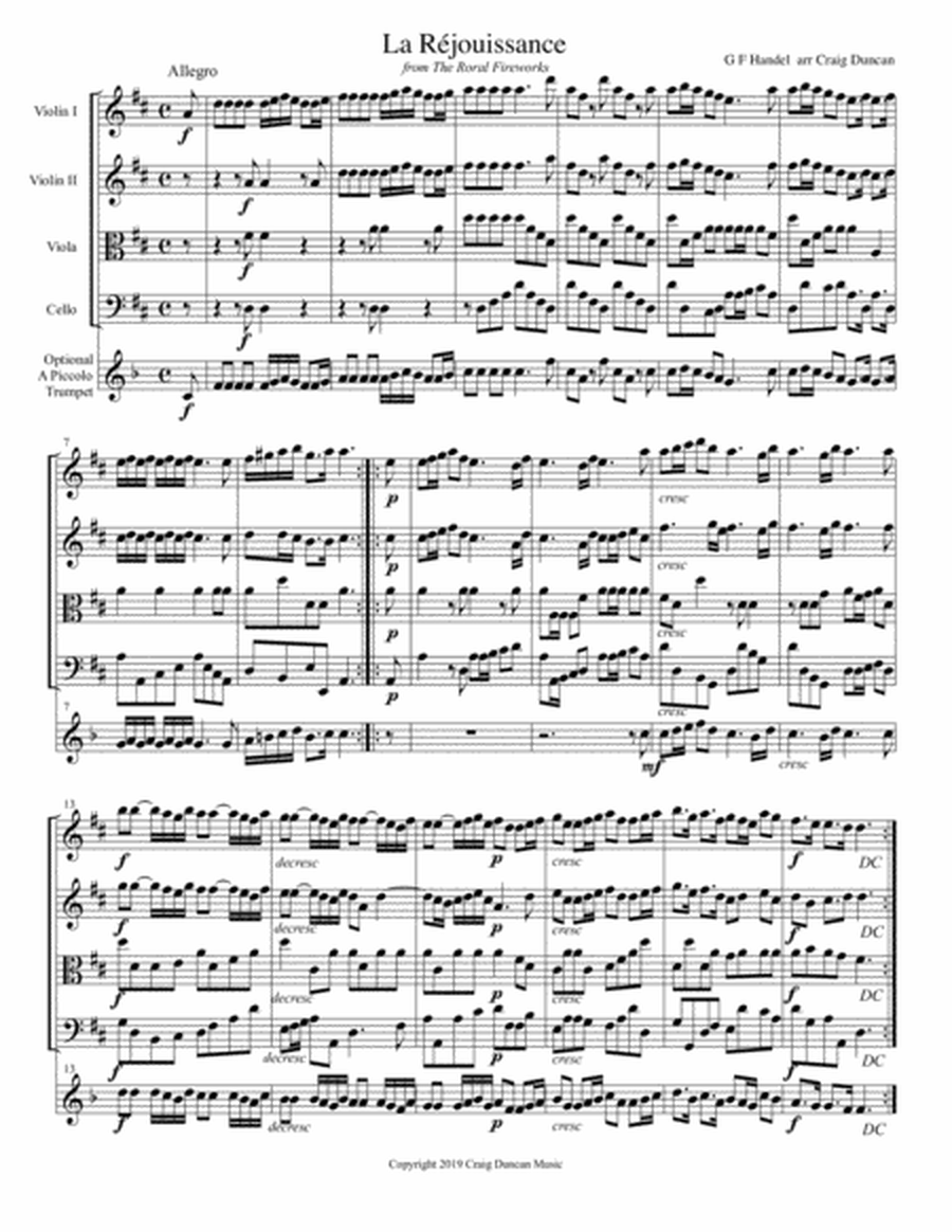 La Rejoissance String Quartet w Optional Trumpet image number null
