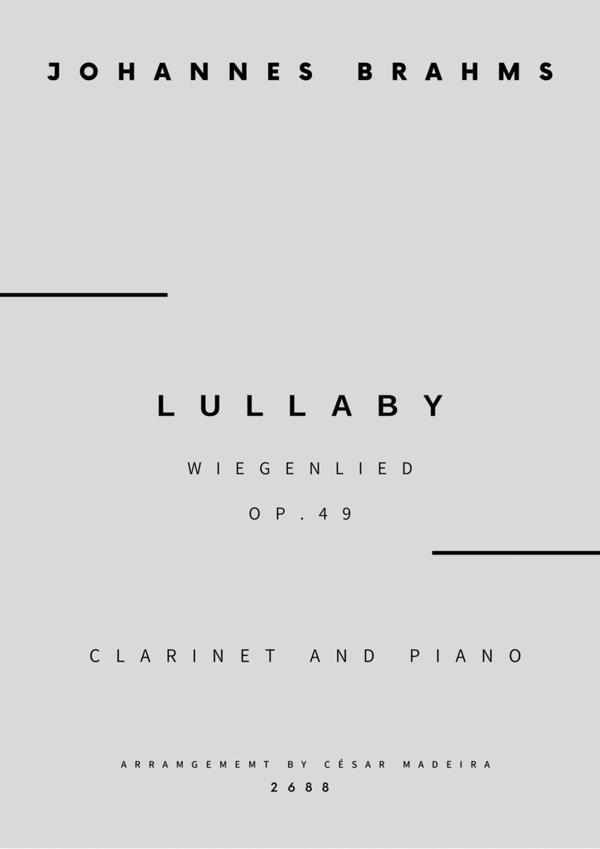 Brahms' Lullaby - Bb Clarinet and Piano (Full Score and Parts) image number null