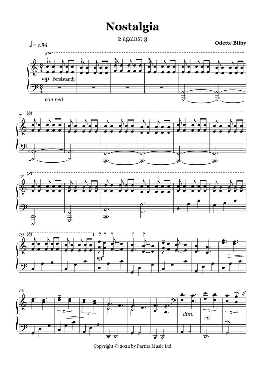 Nostalgia (Piano Solo Grade 6) Piano Method scores gallery preview page 1