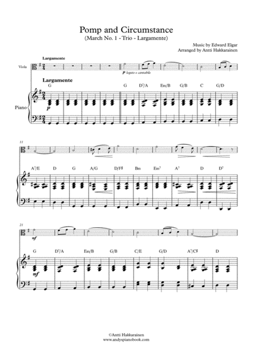 Pomp and Circumstance - Viola & Piano (Easy)