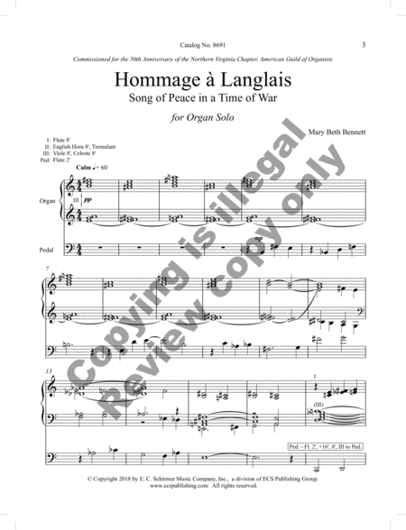 Hommage à Langlais: Song of Peace in a Time of War