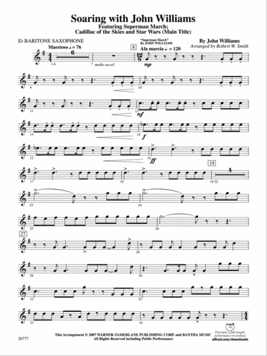 Soaring with John Williams: E-flat Baritone Saxophone Concert Band scores gallery preview page 1
