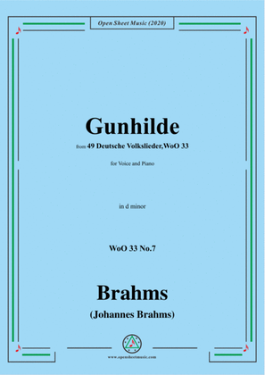 Book cover for Brahms-Gunhilde,WoO 33 No.7,in d minor,for Voice&Piano