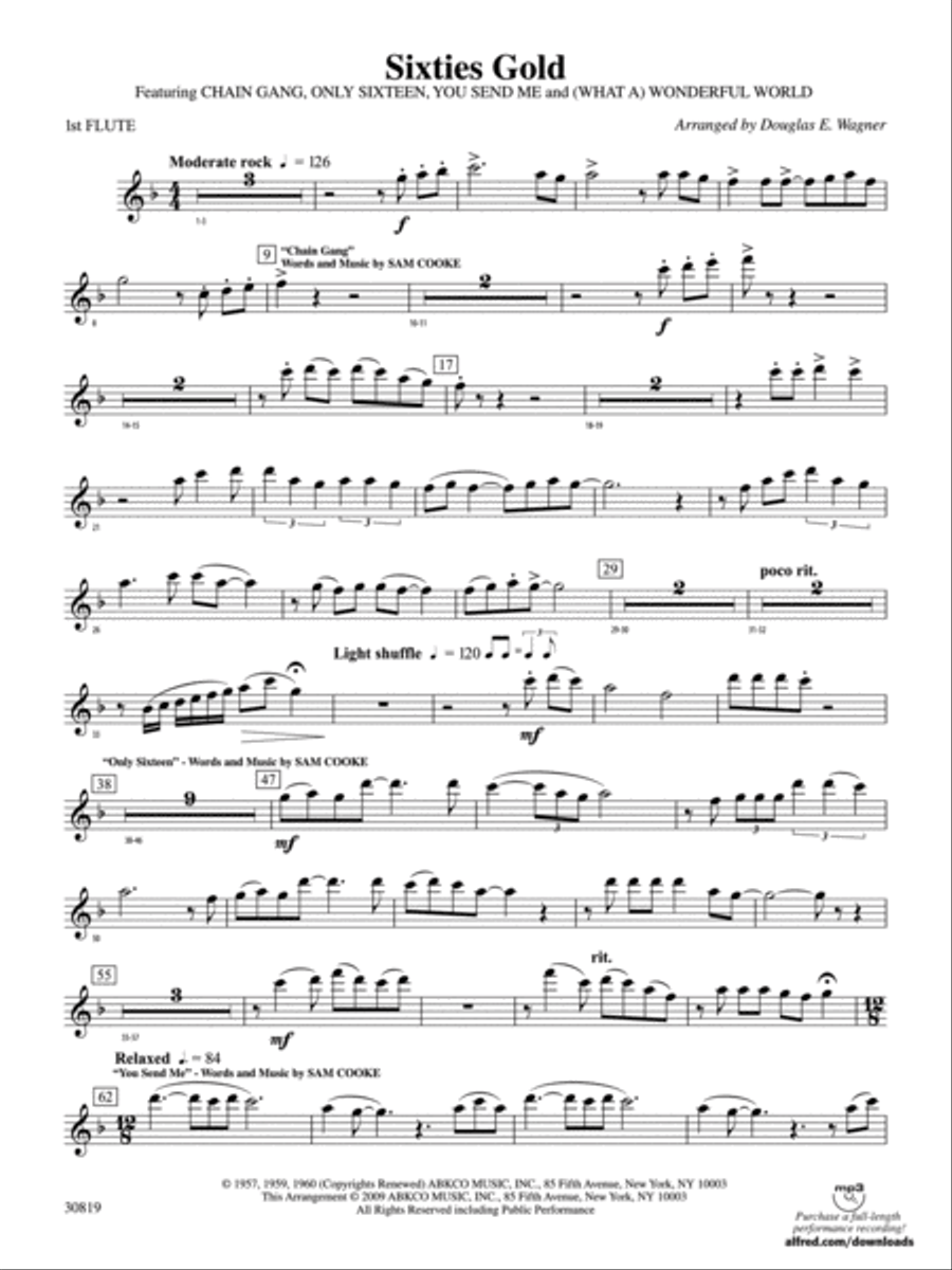 Sixties Gold: Flute Concert Band scores gallery preview page 1