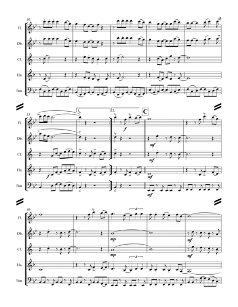 Feliz Navidad Feliz Navidad Woodwind Quintet scores gallery preview page 4