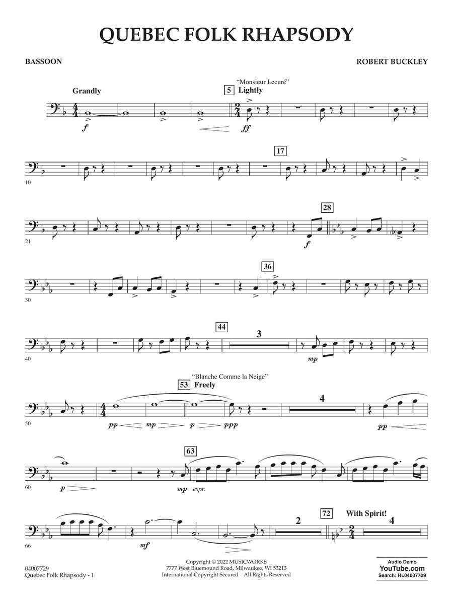 Quebec Folk Rhapsody - Bassoon