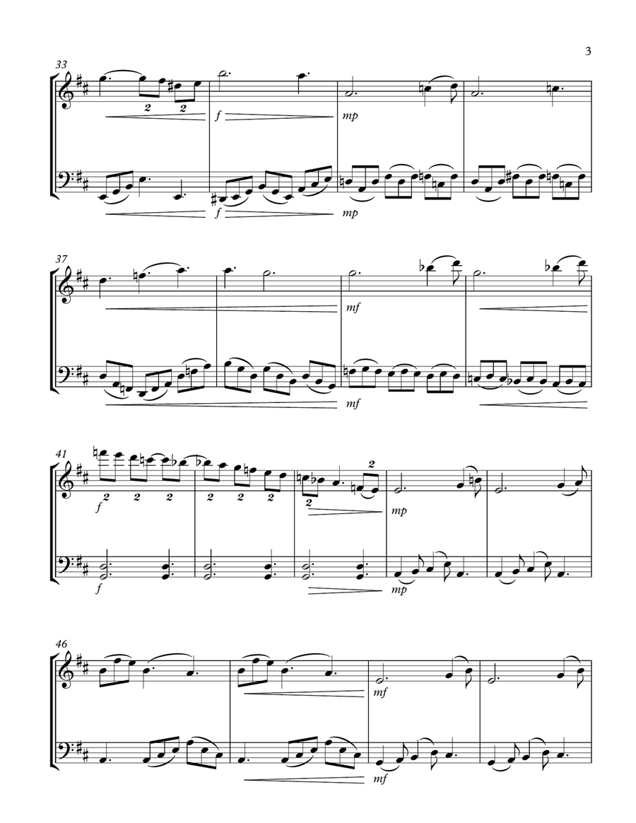 Clair De Lune - Violin & Cello Duet - Claude Debussy arr. Cellobat String Duet scores gallery preview page 3