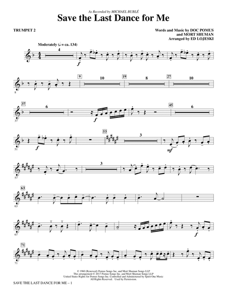 Save the Last Dance for Me (arr. Ed Lojeski) - Trumpet 2